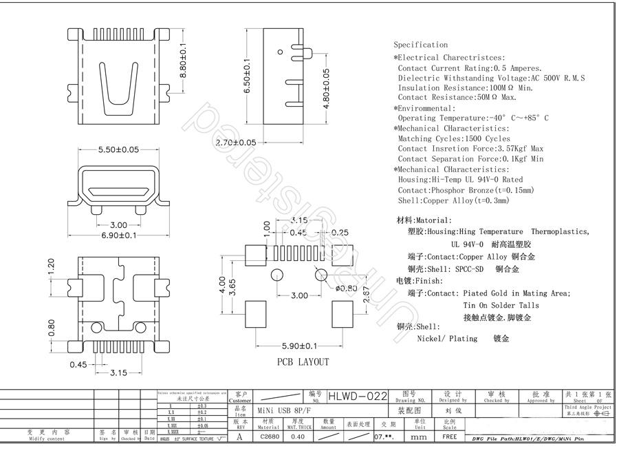 MINI PIN 8PF FULL SMT