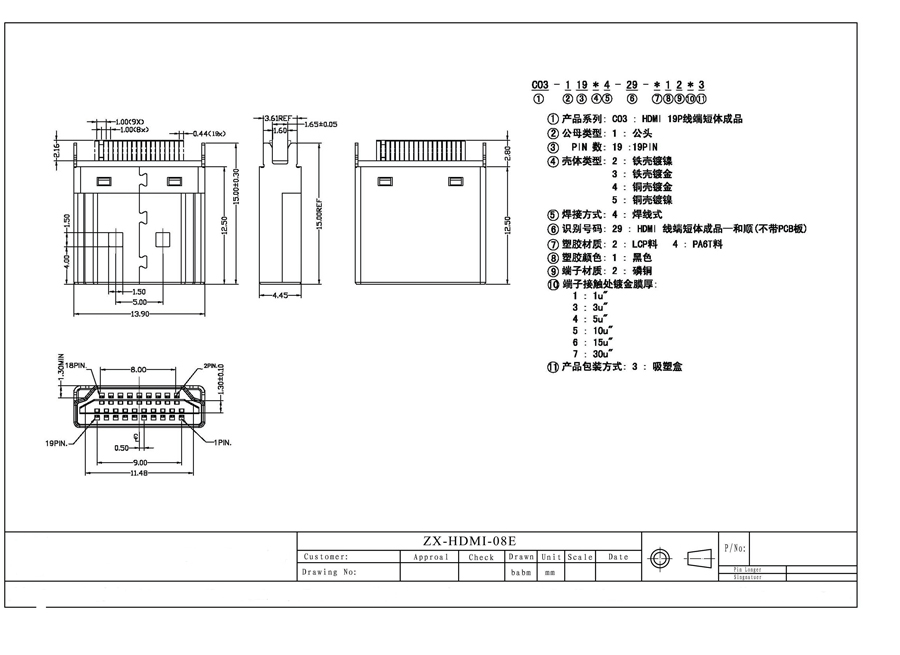 HDMI MALE 1.6 DIN