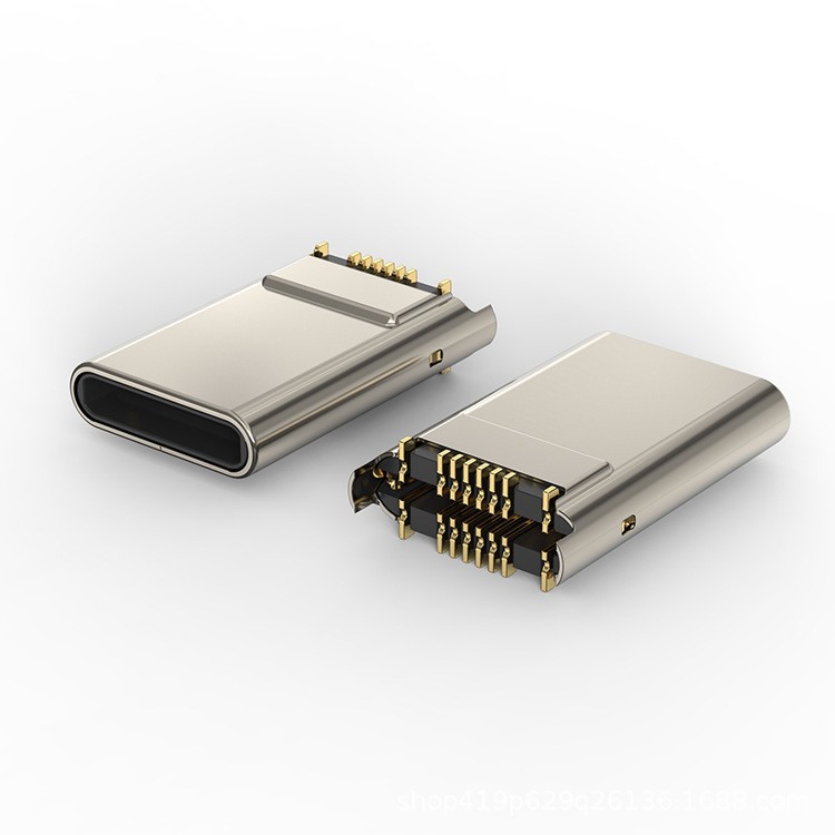 16Pin Vertical SMT Male Connector, Height 11.94mm, Crimped Type, 180° USB Phone Plug