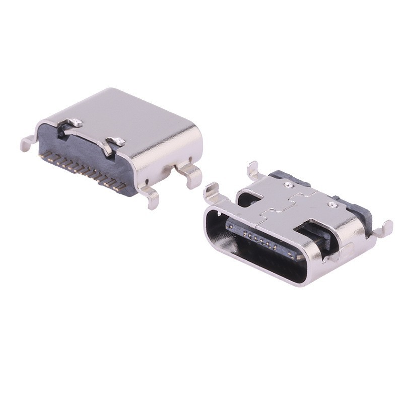 Type-C 24Pin On-board Dual SMT Female Connector, Height 7.9mm, Through-hole Mount