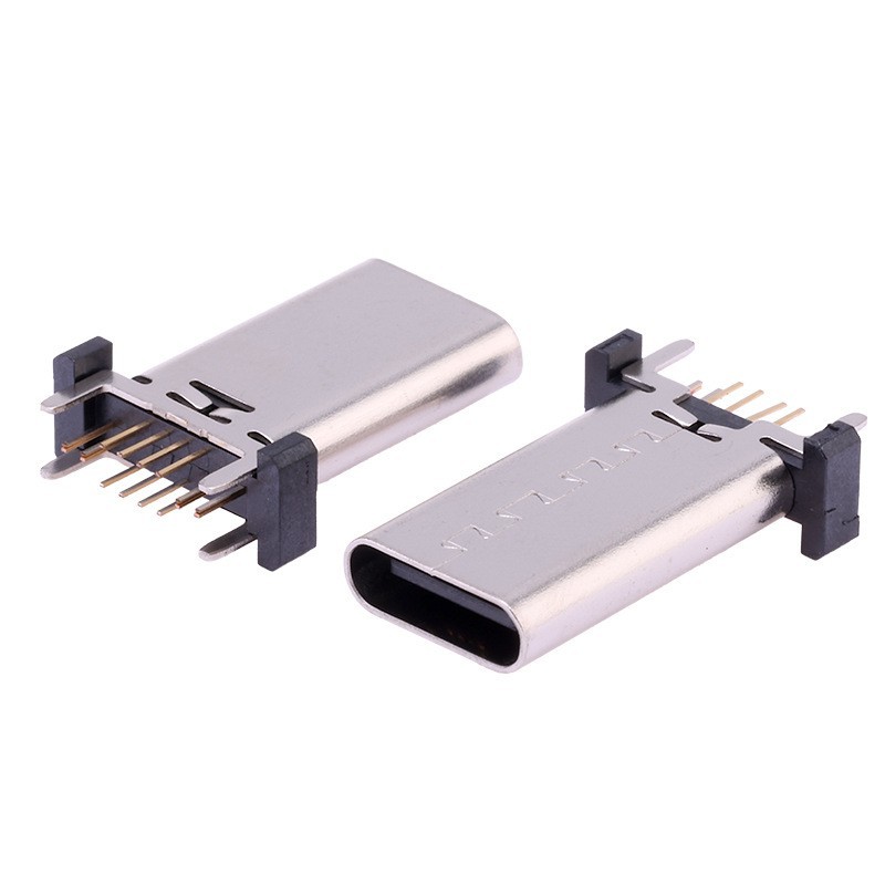 Type-C 16Pin Vertical SMT Female Connector, Length 18.5mm, 4-Pin DIP+SMT